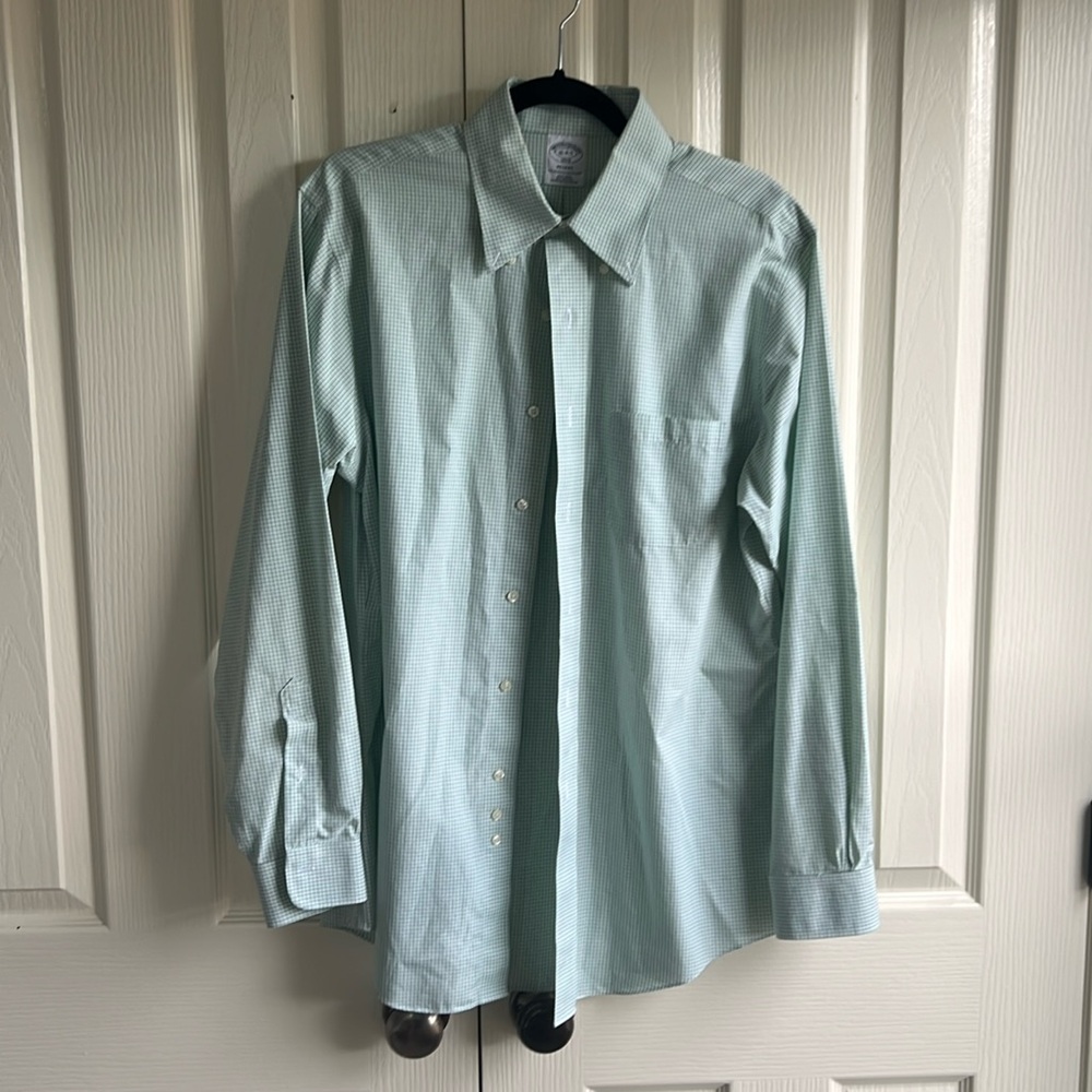 Mint Green check button down